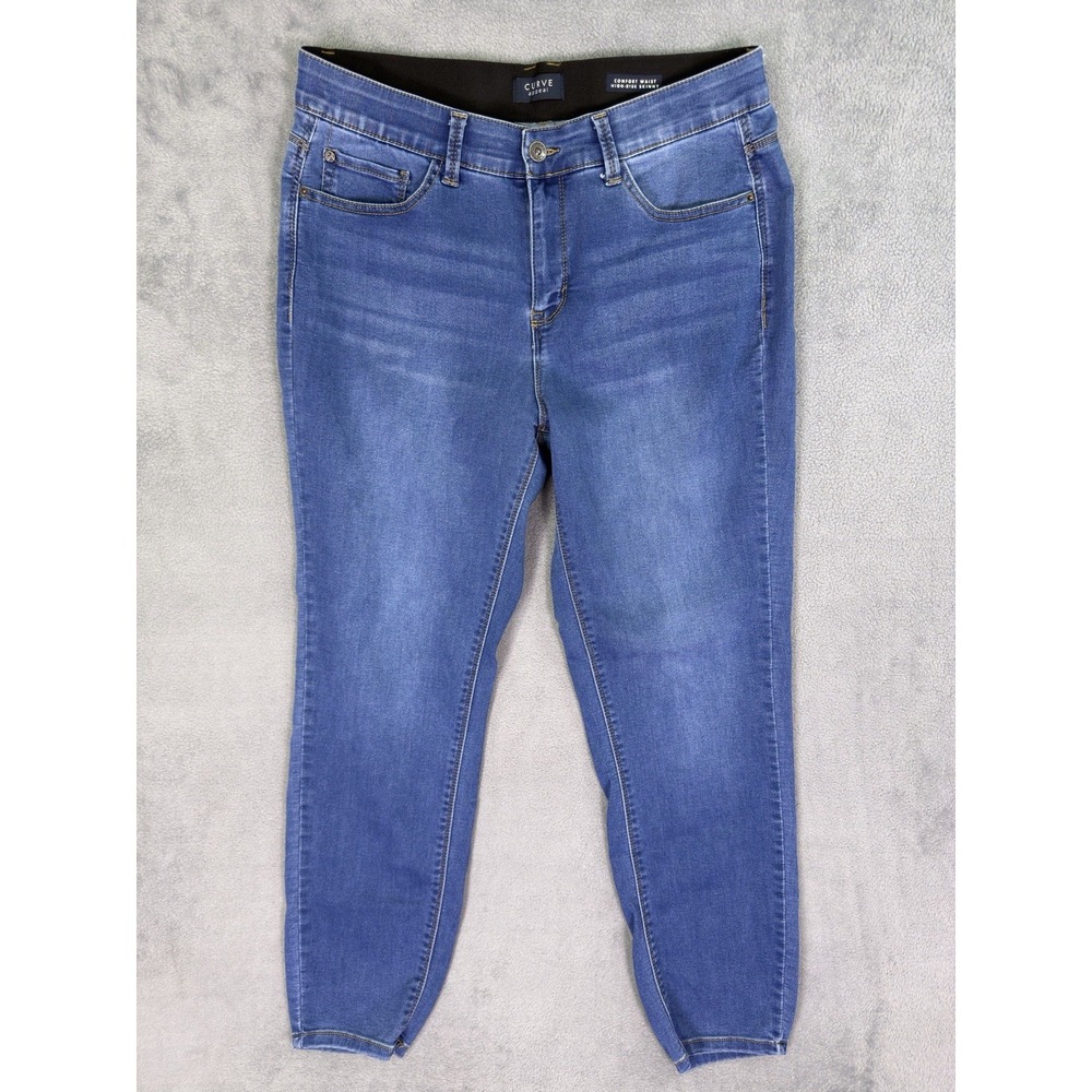 Curve Appeal Jeans Womens 10/30 Blue Skinny Medium Wash Comfort Waist High Rise